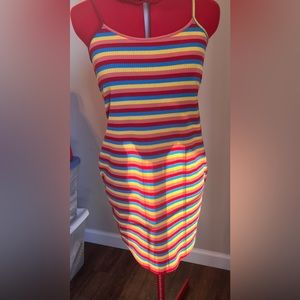 Rainbow Spaghetti Strap Dress size Small